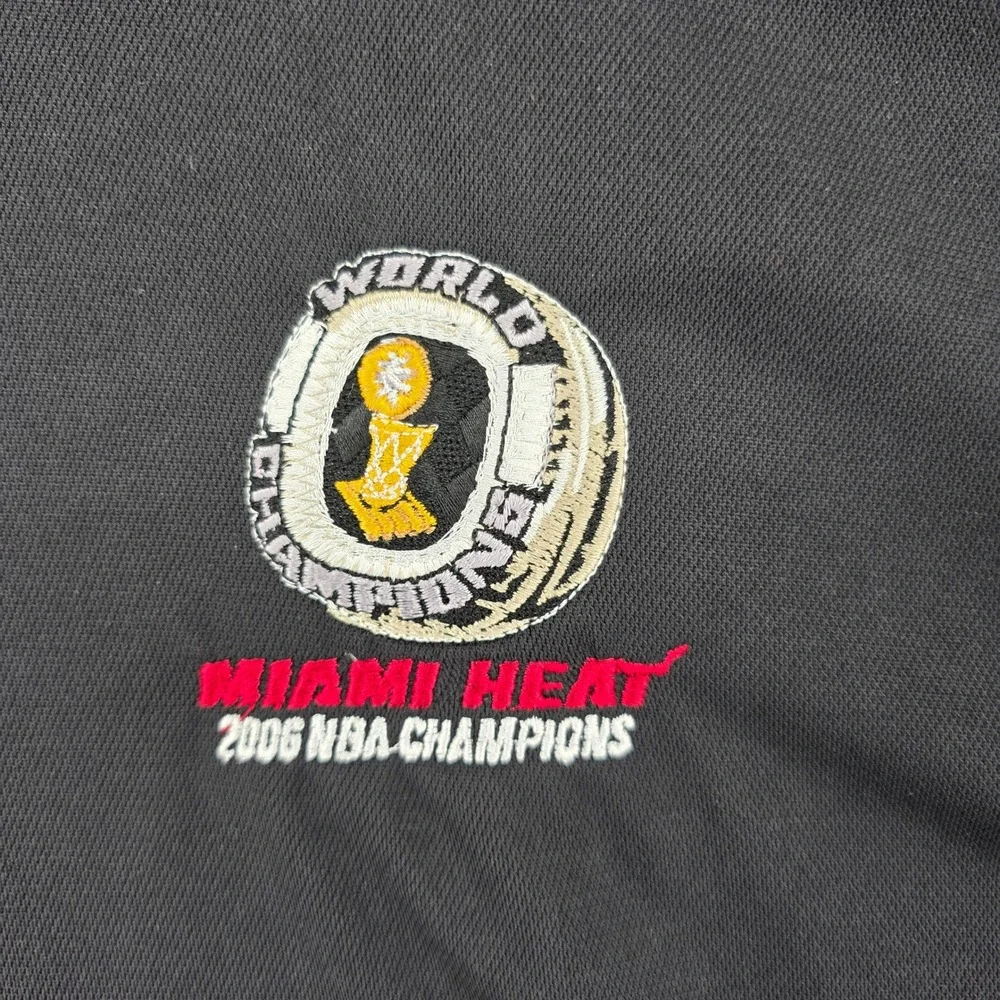 Adidas Miami Heat 2006 NBA Champions Polo Shirt Mens 2XL Black 1987A 06 NBA NOS